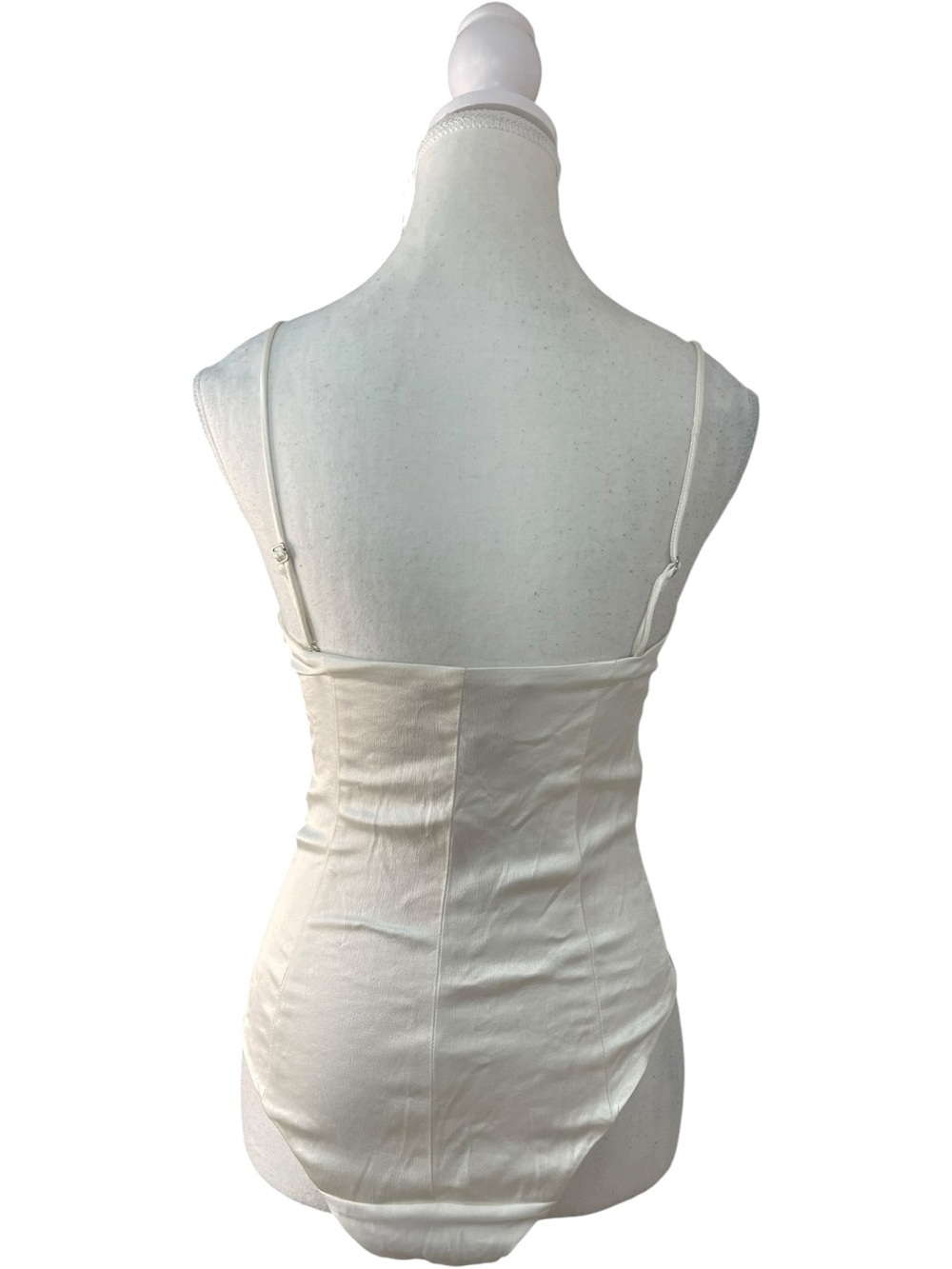 Zara Satin Effect Bustier Bodysuit White Ivory - Picture 6 of 16